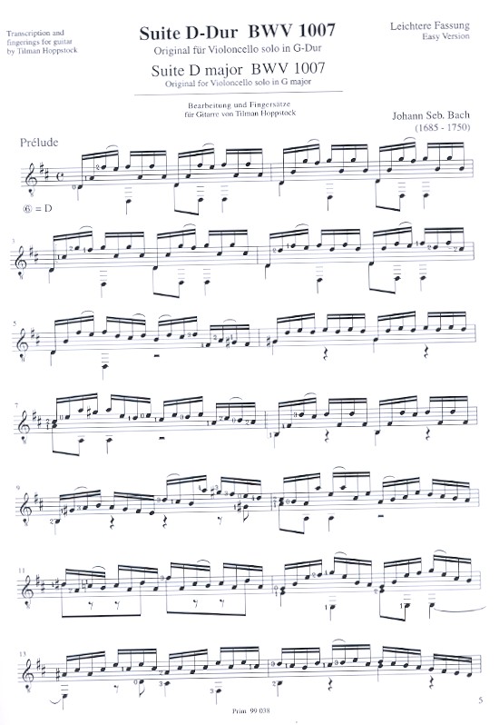 Cellosuite D-Dur Nr.1 BWV1007
