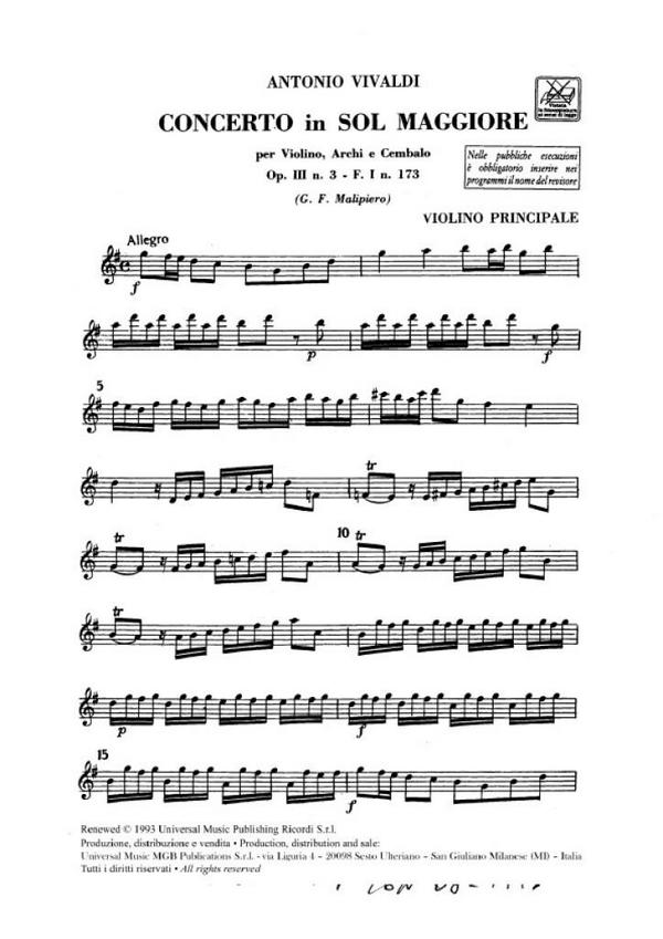 Konzert G-Dur op.3,3 für