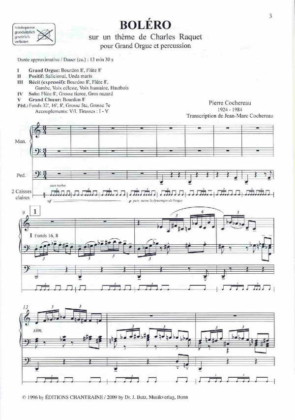 Bolero - Sur un thème de Charles Racquet