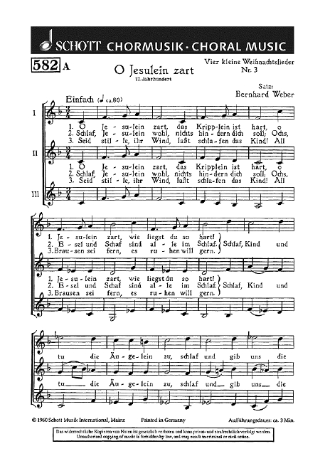 Weber, Bernhard: Vier kleine Weihnachtslieder