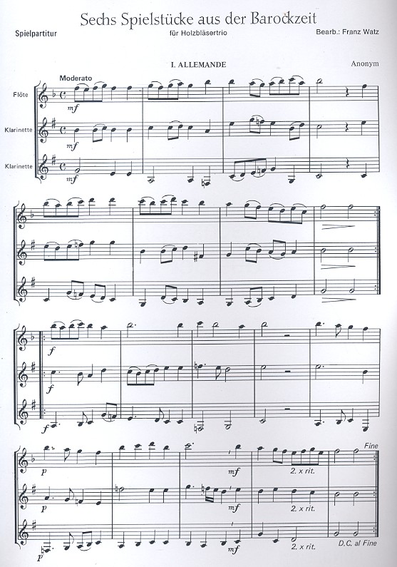 6 Spielstücke aus der Barockzeit