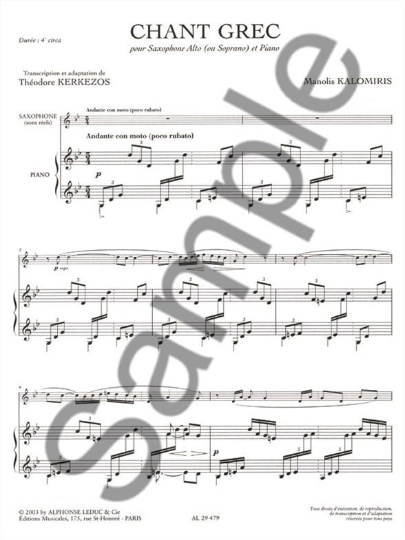 Chant grec pour saxophone