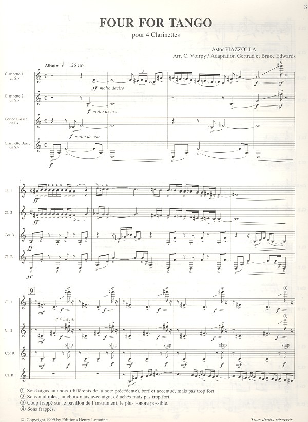 Four for Tango pour 4 clarinettes