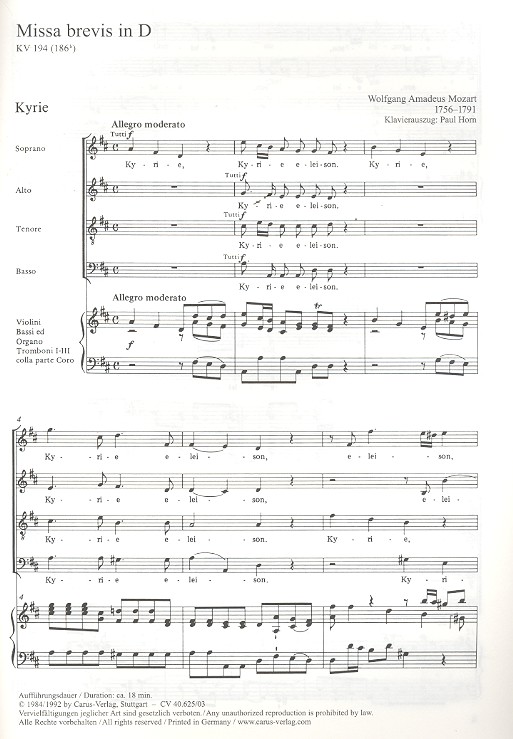 Missa brevis D-Dur KV194