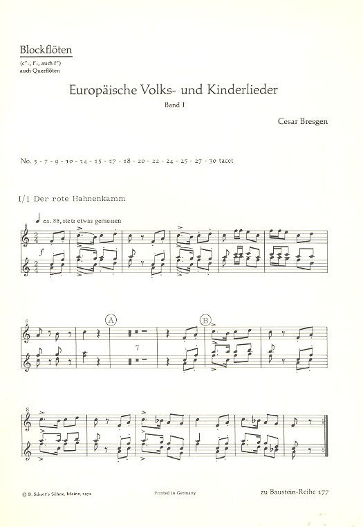 Europäische Volks- und Kinderlieder Band 1