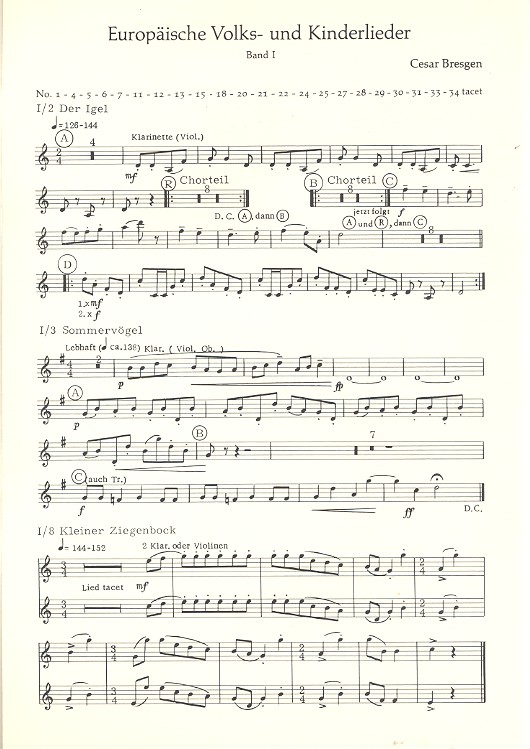 Europäische Volks- und Kinderlieder Band 1