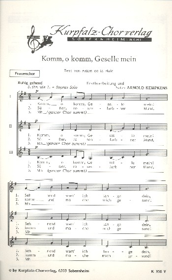 Komm o komm Geselle mein