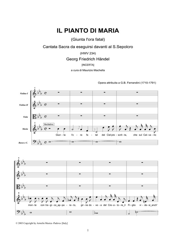 Il pianto di Maria HWV234