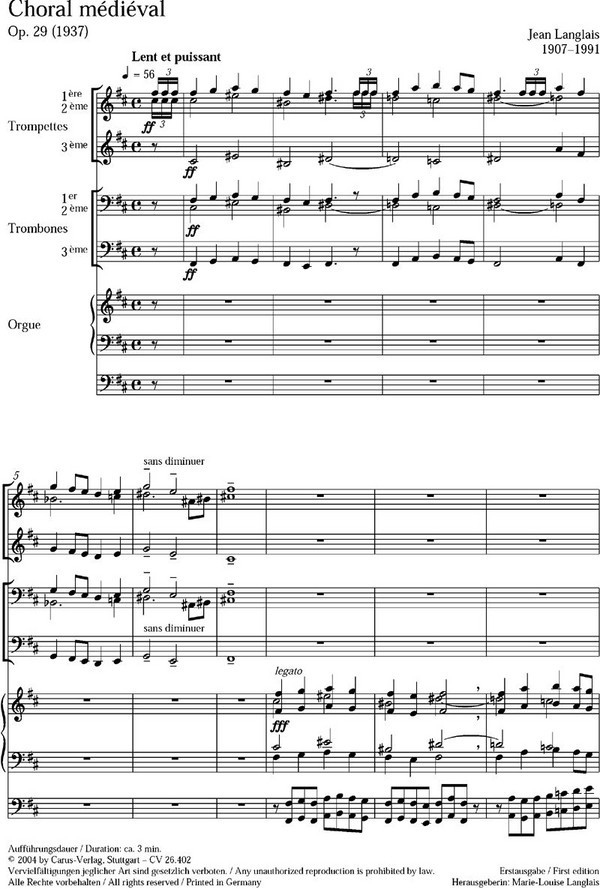Choral medieval op.29 für 3 Trompeten,