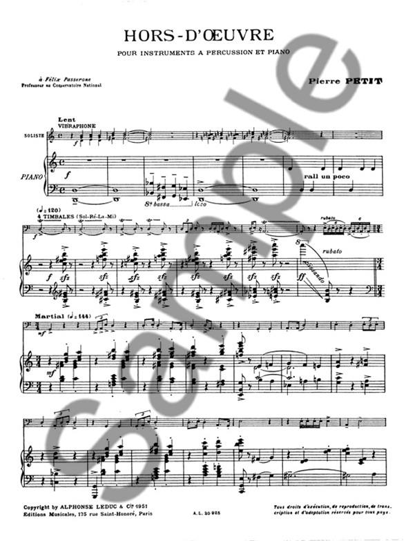 HORS-D'OEUVRE POUR INSTRUMENTS