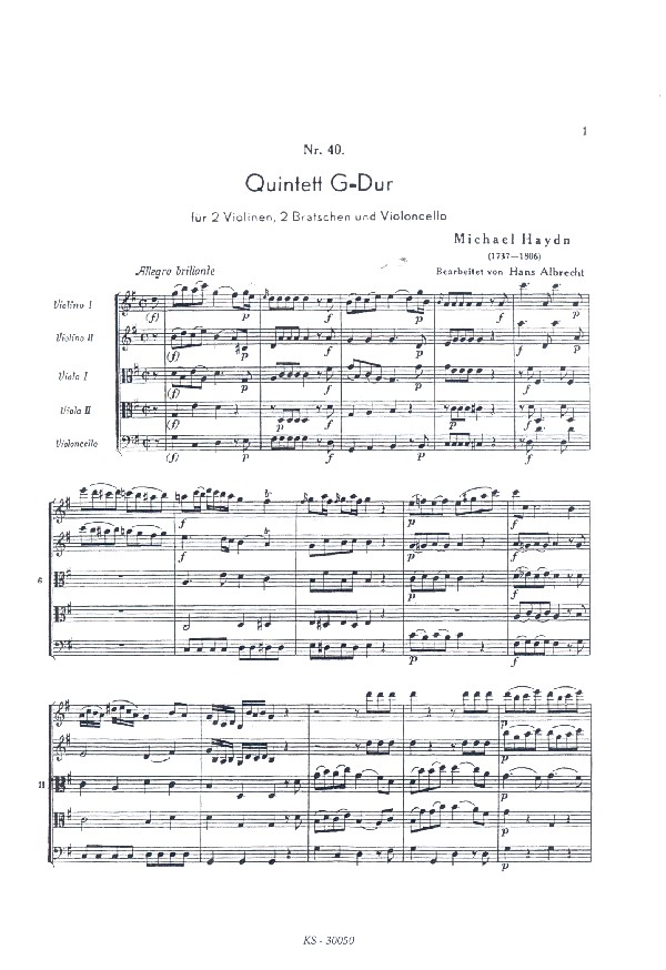 Quintett G-Dur für 2 Violinen, 2 Violen