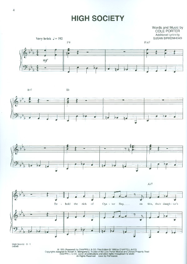 High Society Vocal selections