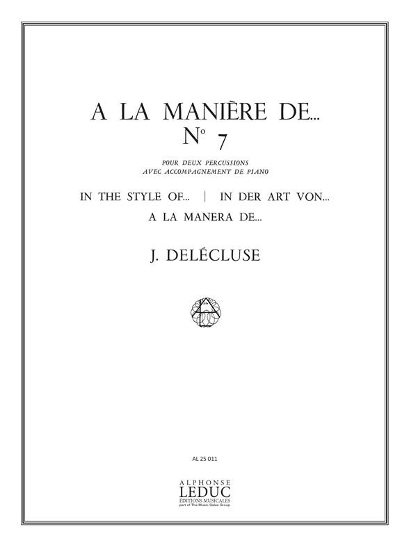 A la maniere Nr. 7 pour 2 percussions et