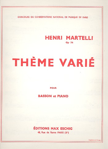 Thème varié op.74 pour basson et piano