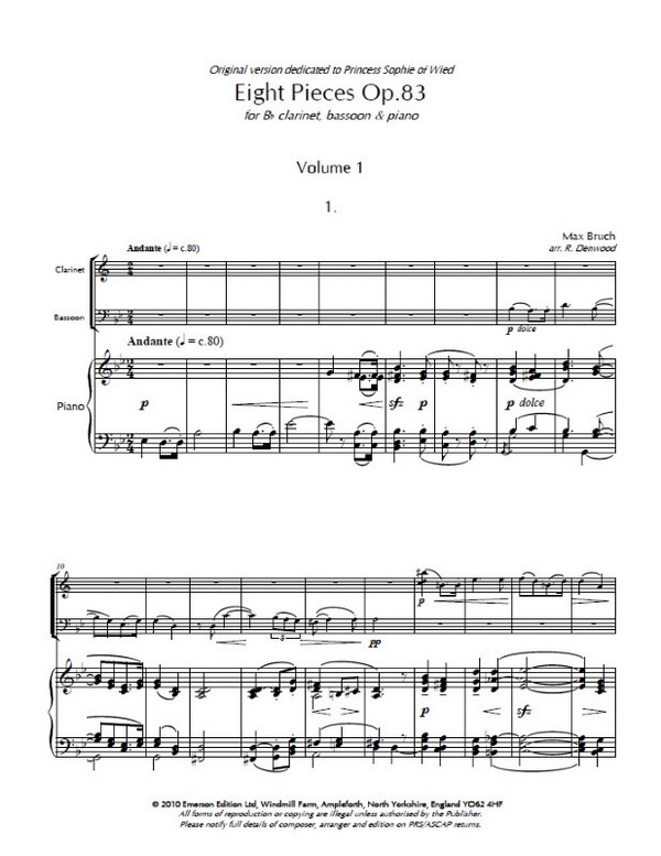 8 Pieces op.83 vol.1 for clarinet,