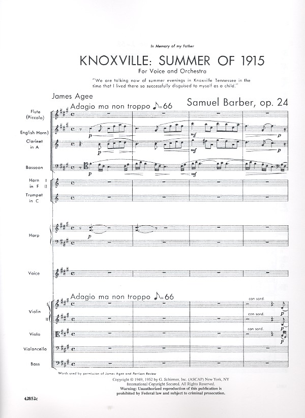 Knoxville Summer of 1915 op.24