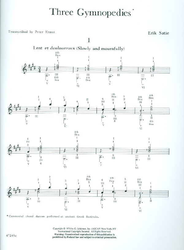 Satie for guitar piano pieces