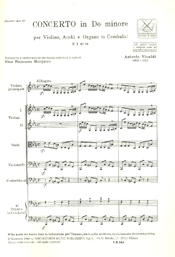 Concerto grosso op.9,11 F.I,58 für