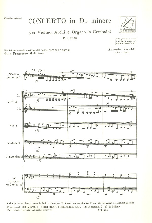Concerto grosso op.9,11 F.I,58 für