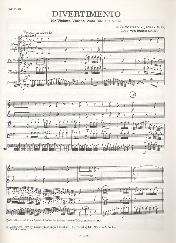 Divertimento G-Dur für Violone, Violine,