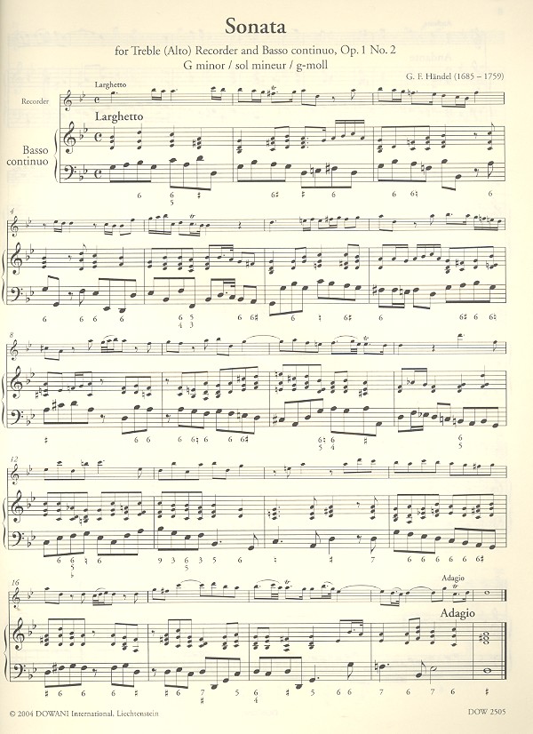 Sonate g-Moll op.1,2 (+CD) für Altblockflöte