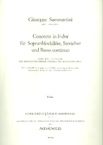 Concerto F-Dur für Sopranblockflöte,