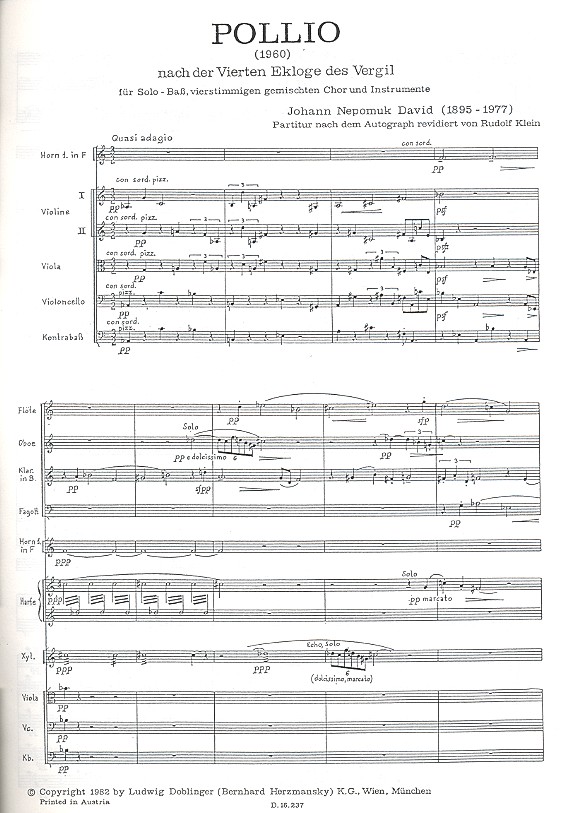 Pollio 1960 für Horn, 2 Violinen, Viola,