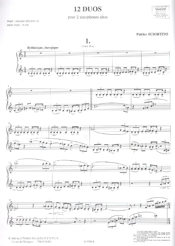 12 duos pour 2 saxophones alto