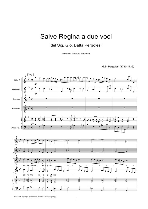 Salve Regina do minore a due voci