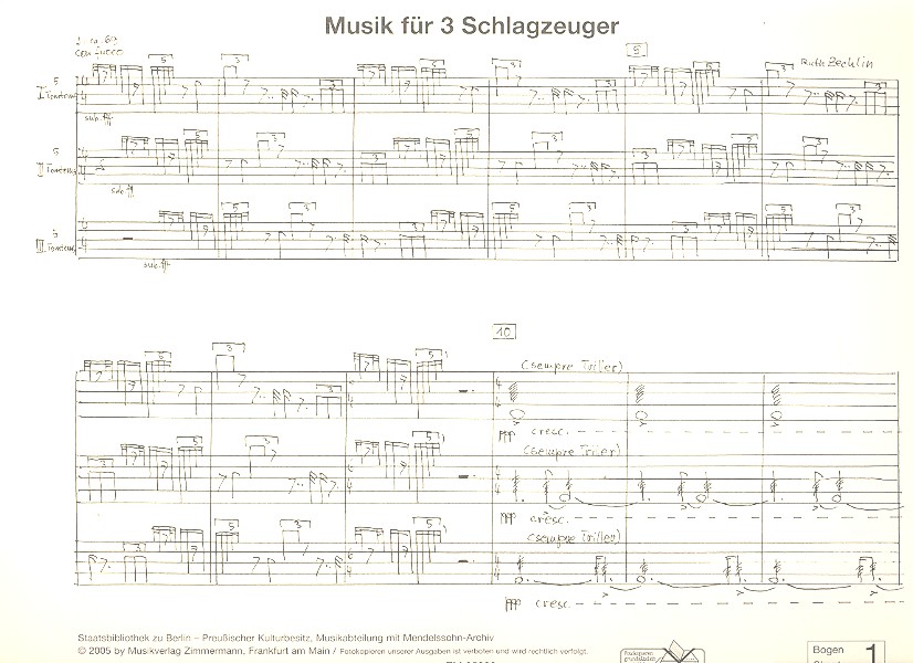 Musik für 3 Schlagzeuger