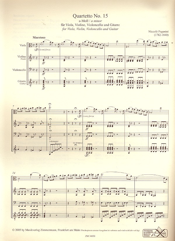 Quartetto Nr.15 für Streicher und Gitarre