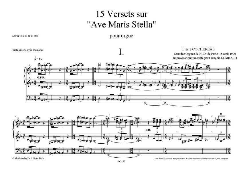 15 versets sur 'Ave Maria Stella' 