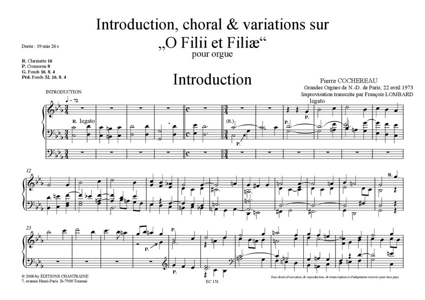 Introduction, Choral et Variations sur 'O Filii et Filiae'