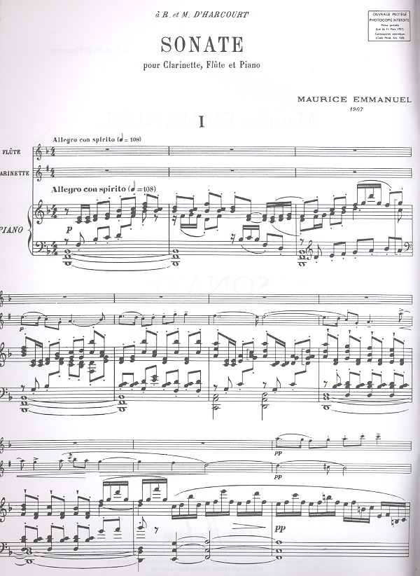 Sonate pour clarinette,