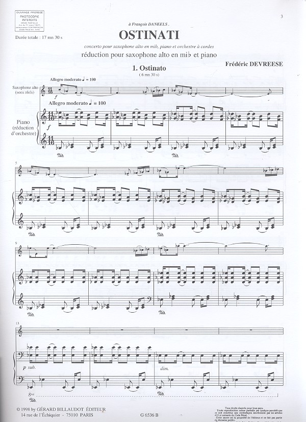 Ostinati concerto pour saxophone