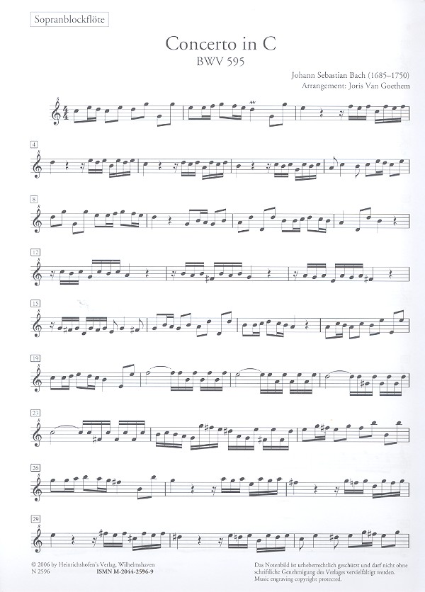 Concerto C-Dur BWV595 und Fuga C-Dur BWV594