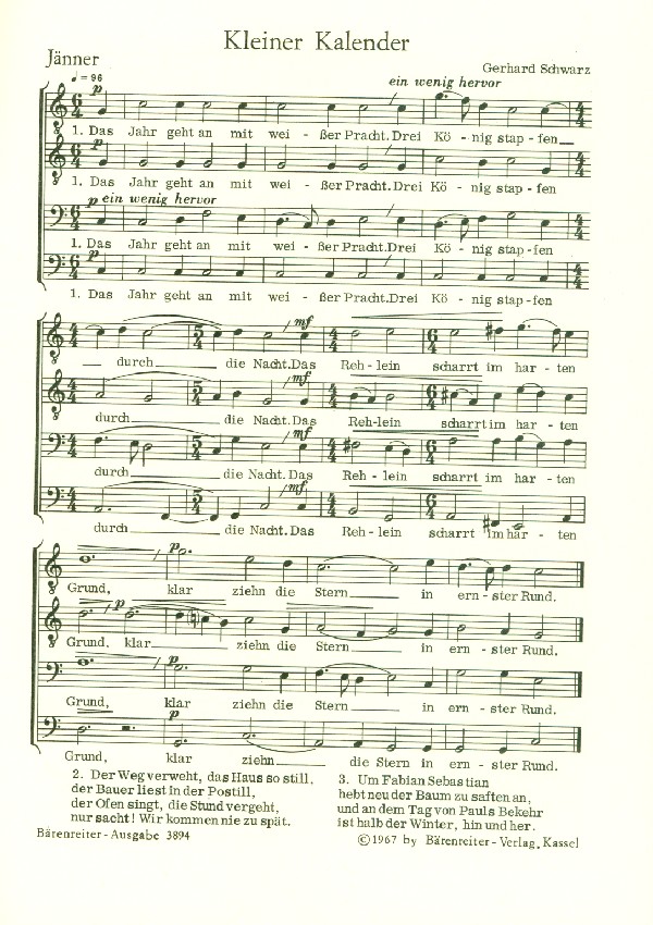Kleiner Kalender für Männerchor