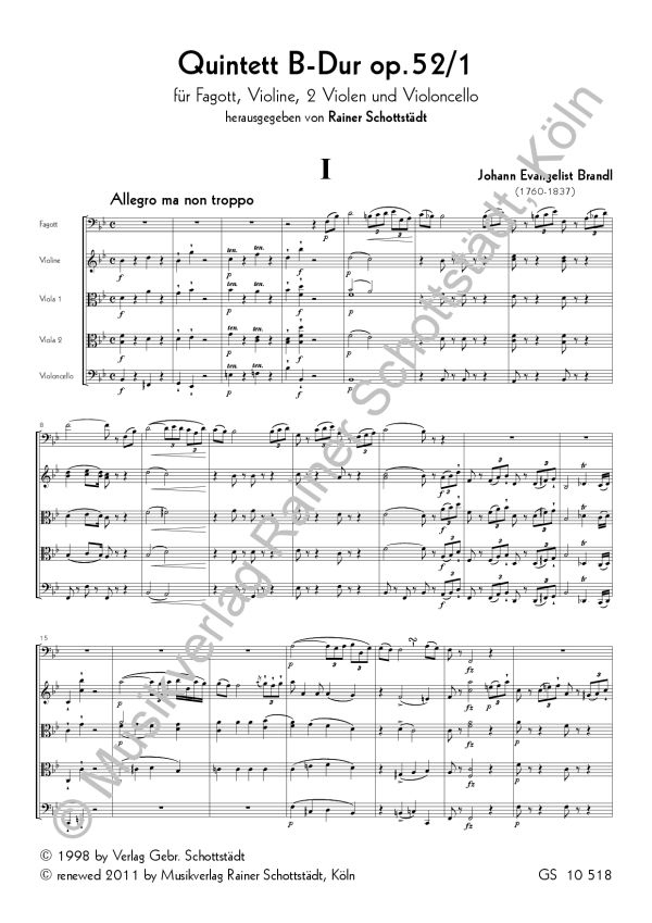 Quintett B-Dur op.52,1