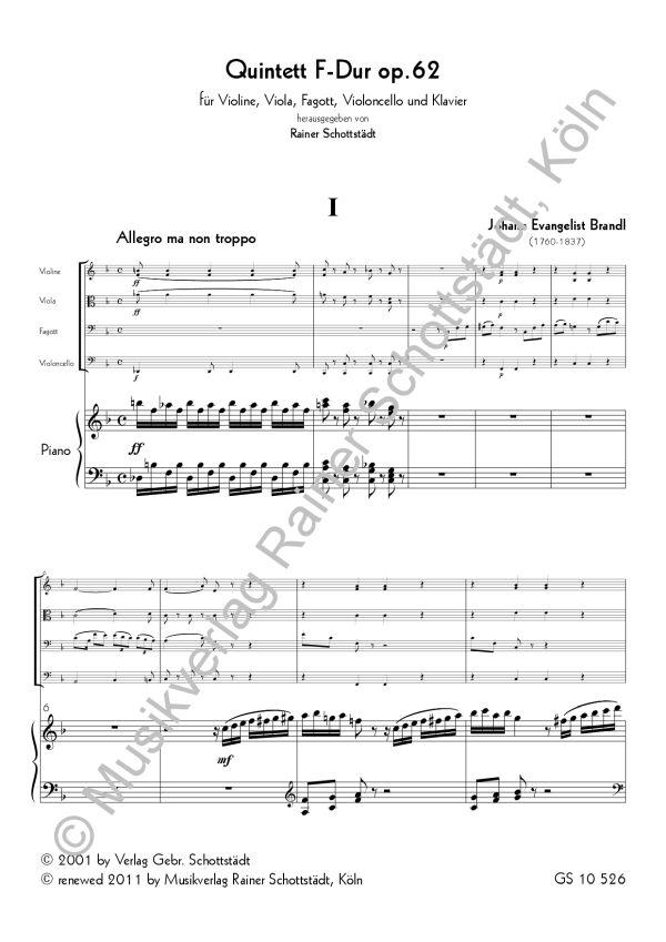 Quintett F-Dur op.62 für