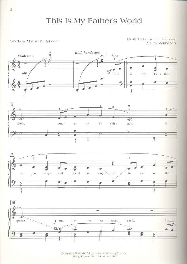 This is my father's world for piano