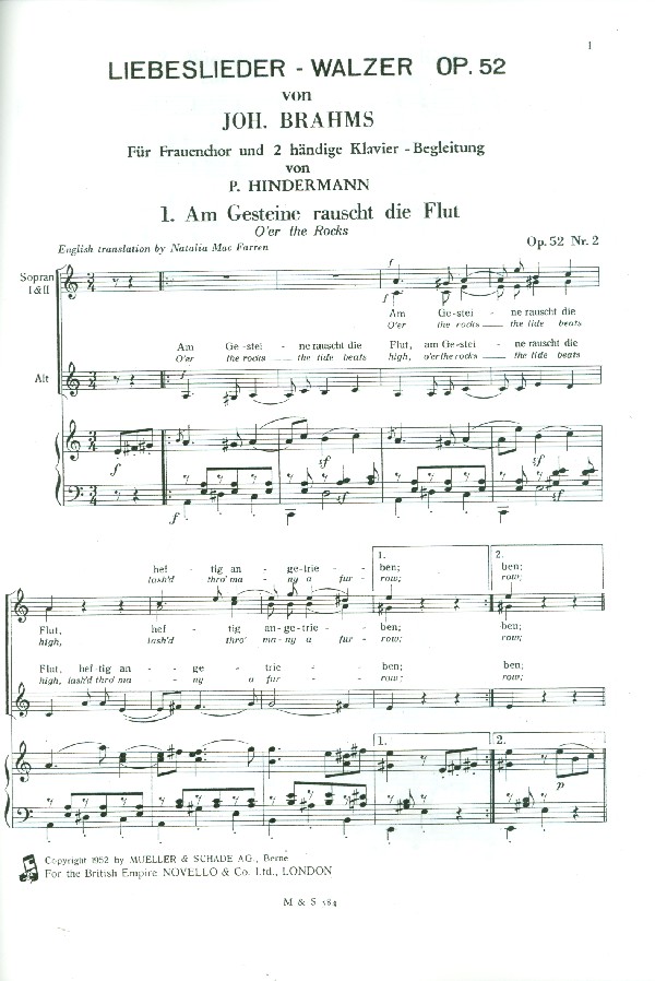 Auswahl aus Liebeslieder-Walzer op.52 (dt/en)