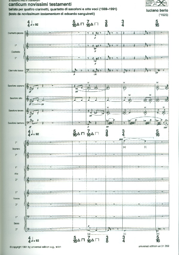 Canticum novissimi testamenti für