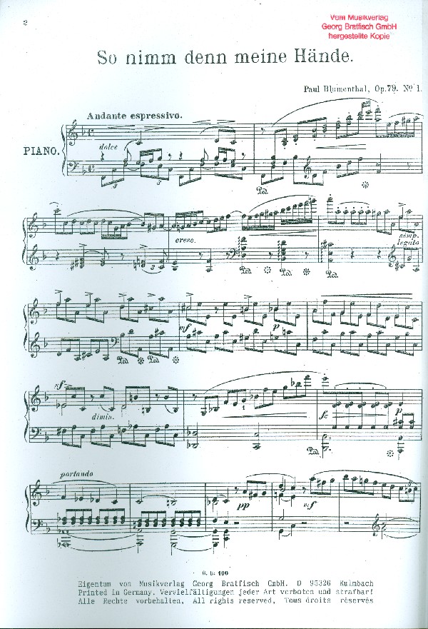 Paraphrase op.79,1 über So nimm denn meine