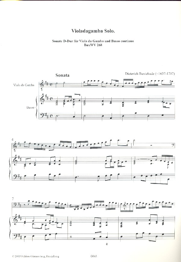 Sonate D-Dur für Viola da gamba und Bc