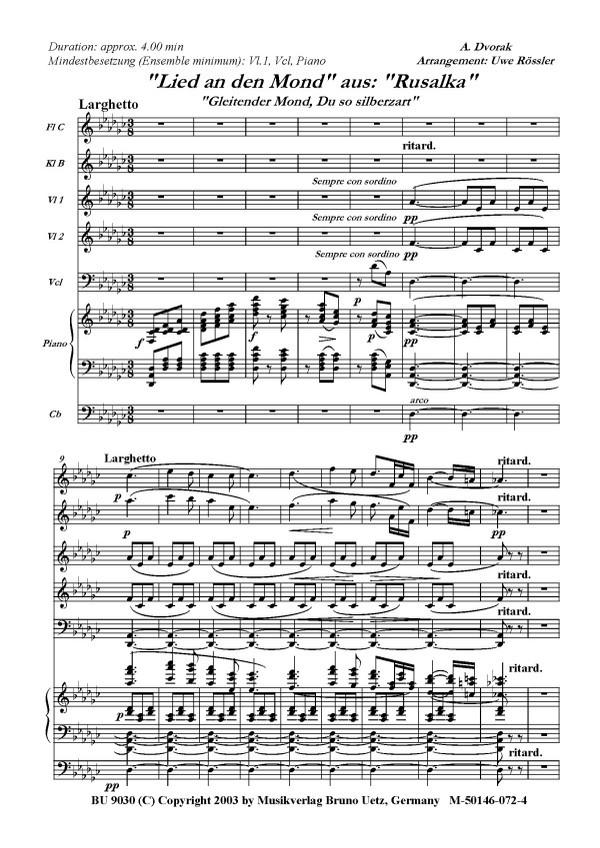 Lied an den Mond aus Rusalka für Violine,