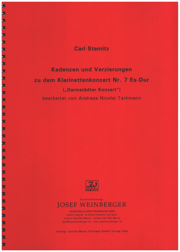 Kadenzen und Verzierungen zum Klarinettenkonzert Es-Dur Nr.7