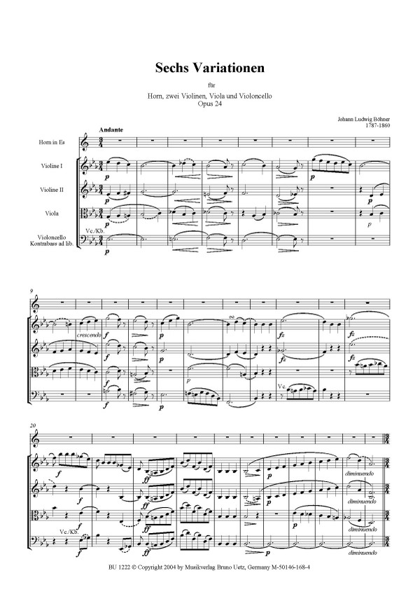 6 Variationen op.24 für Horn, 2 Violinen,