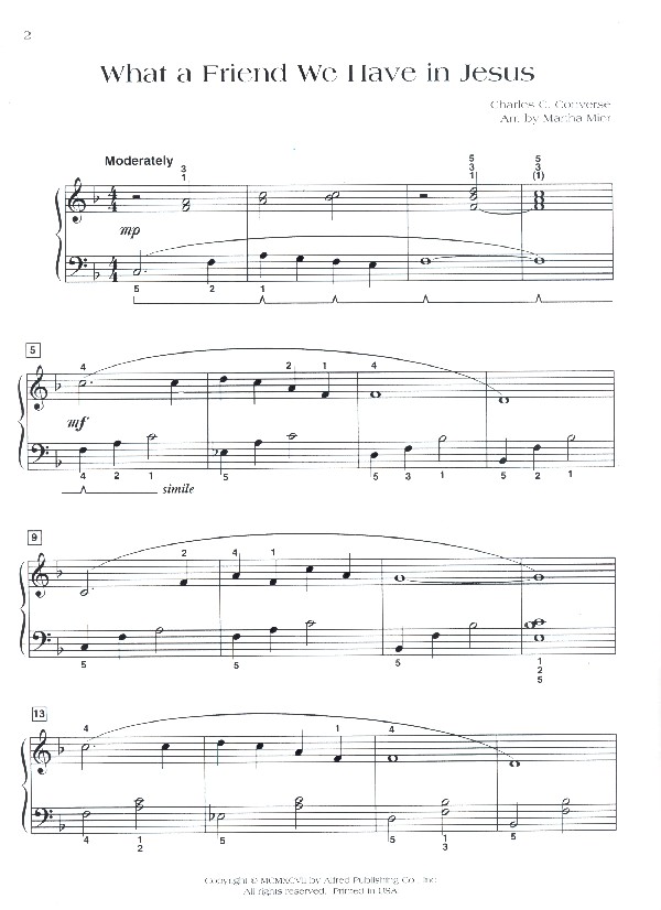 What a friend we have in Jesus for piano