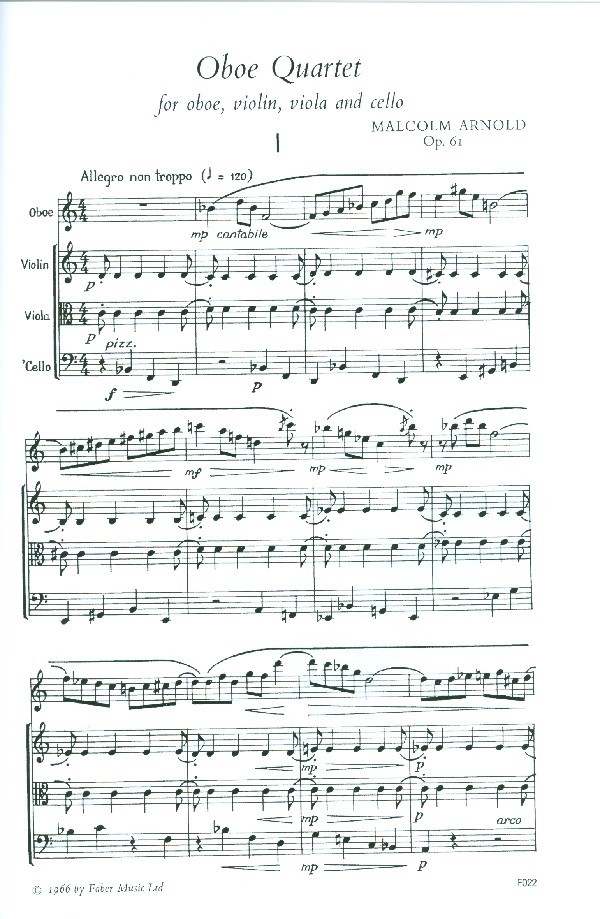Quartet op.61 for oboe, violin, viola and