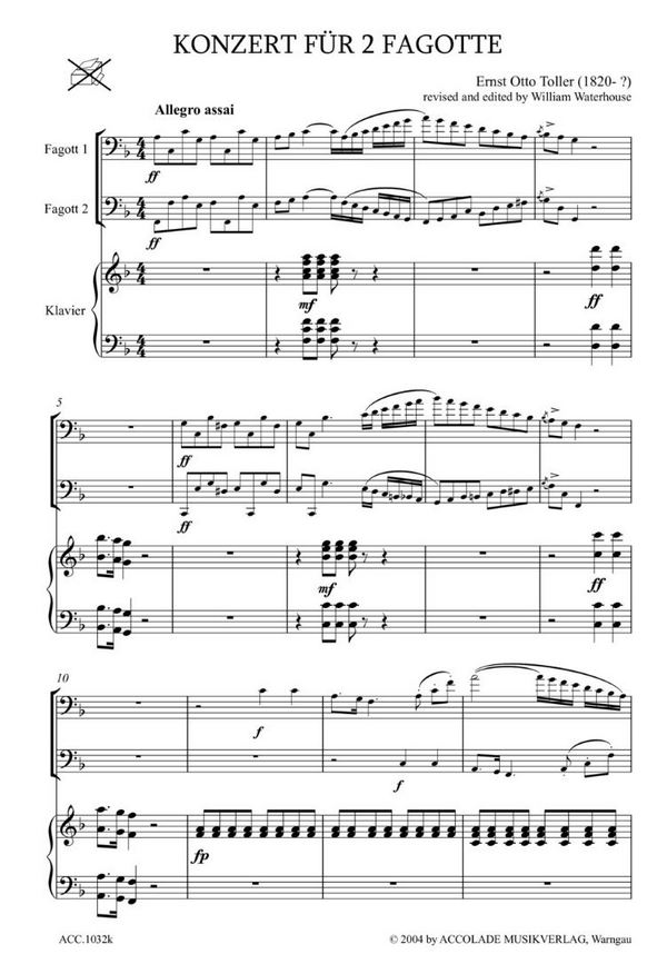 Konzert für 2 Fagotte und Klavier